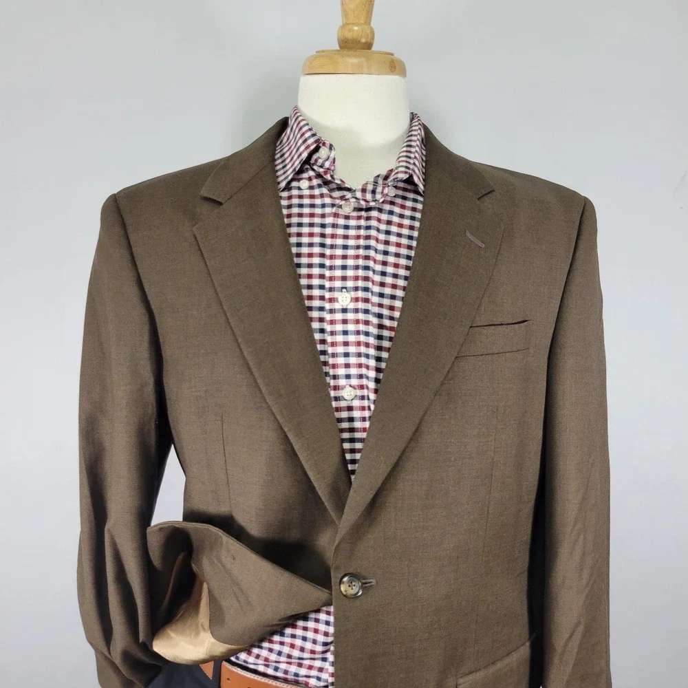 JOS A BANK Men's Sport Coat Blazer Two Button Brown‎ Wool Size 43L